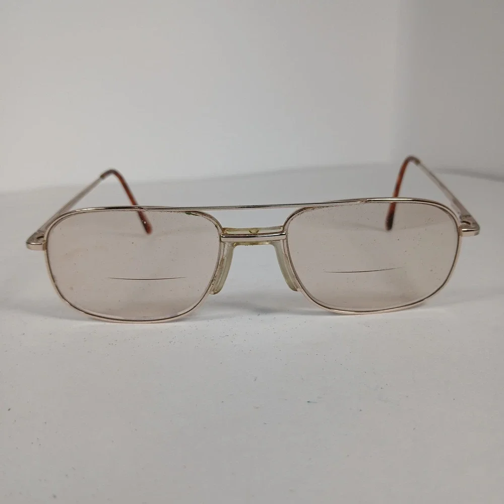Vtg Europa Eyewear Aviator Glasses Gold Metal Frame Only 70s 80s 54-18 140mm
